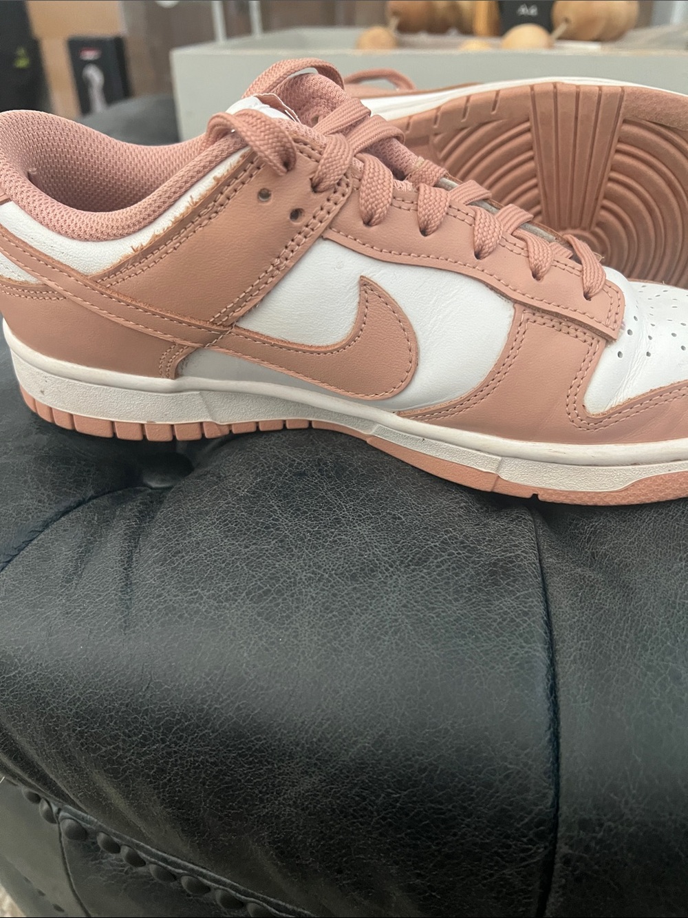 Nike Women’s Rose/White Dunk Low-Top Sneakers - Picture 5 of 8